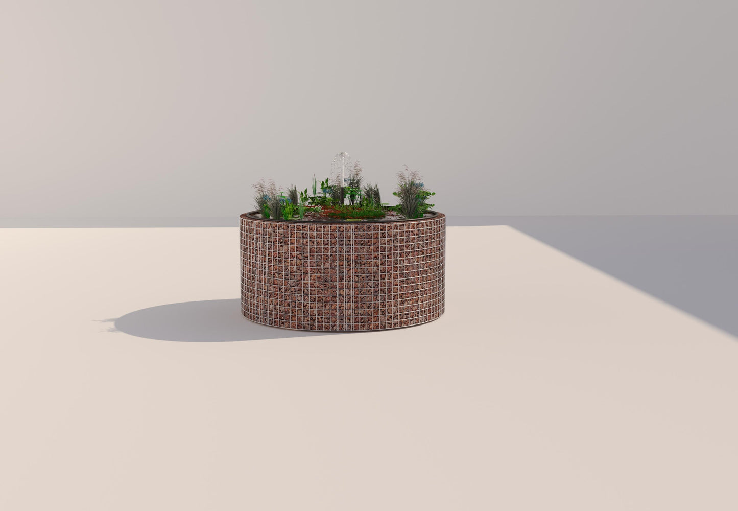 Laghetto rialzato in gabbioni, rotondo, diametro esterno 172 cm, altezza 80 cm, maglia 5 x 5 cm, spessore parete 15 cm