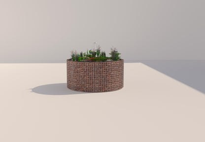 Laghetto rialzato in gabbioni, rotondo, diametro esterno 172 cm, altezza 80 cm, maglia 5 x 5 cm, spessore parete 15 cm
