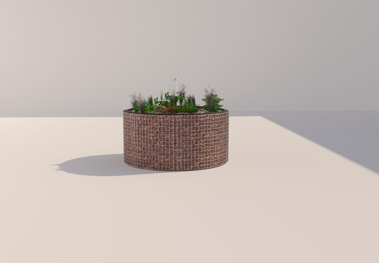 Estanque elevado de gaviones, redondo, diámetro exterior 172 cm, altura 80 cm, malla 5 x 5 cm, espesor de pared 15 cm