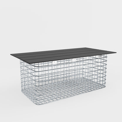 Banco de jardín 102 x 45 x 52 cm MW 5 x 5 cm galvanizado en caliente, con tablero reciclado en antracita