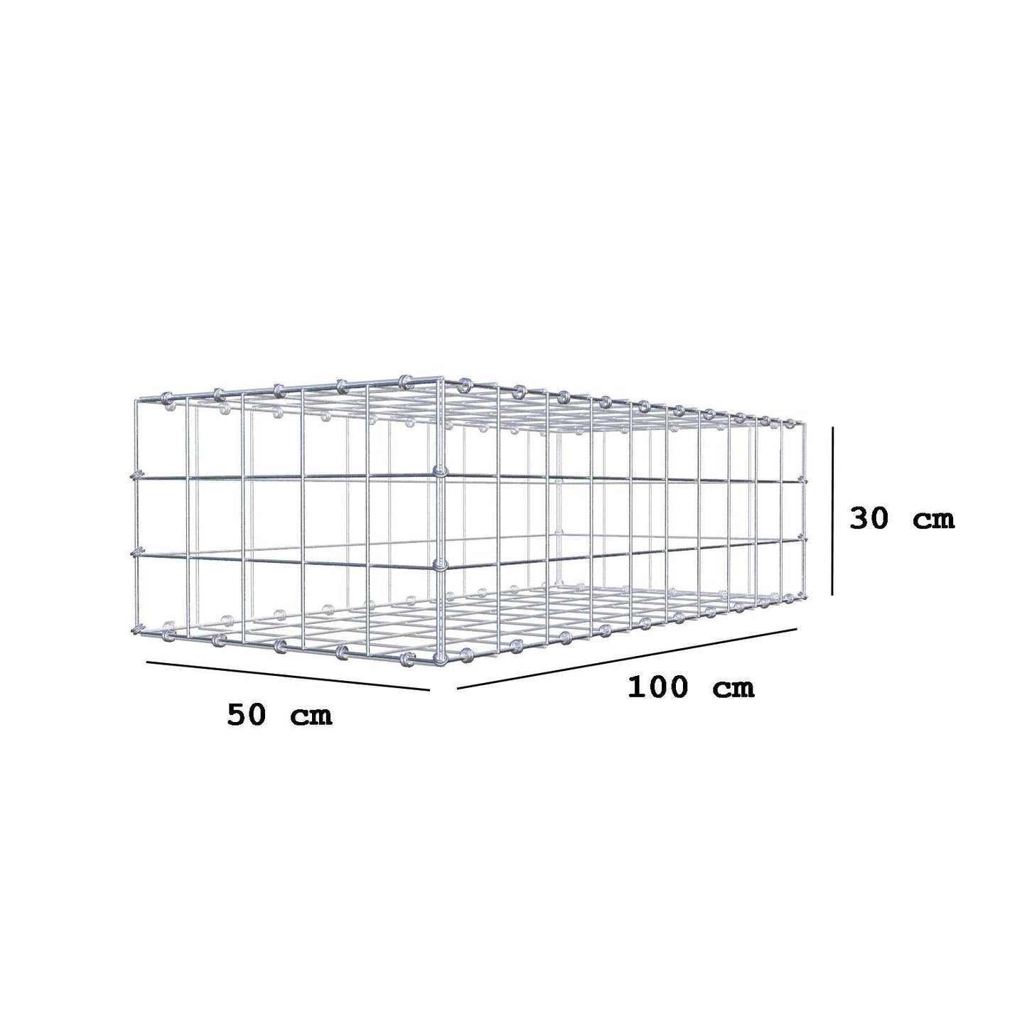 Gabion 100 cm x 30 cm x 50 cm (L x H x P), mailles 10 x 10 cm, anneau en spirale