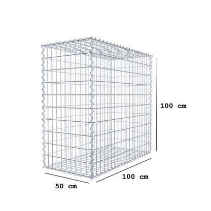 Schanskorf 100 cm x 100 cm x 50 cm (L x H x D), maaswijdte 5 cm x 10 cm, spiraalvormig