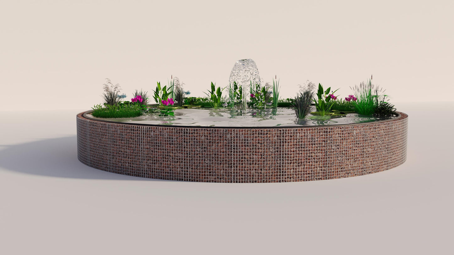 Gabion raised pond, round, outer diameter 322 cm, height 80 cm, mesh size 5 x 5 cm, wall thickness 15 cm