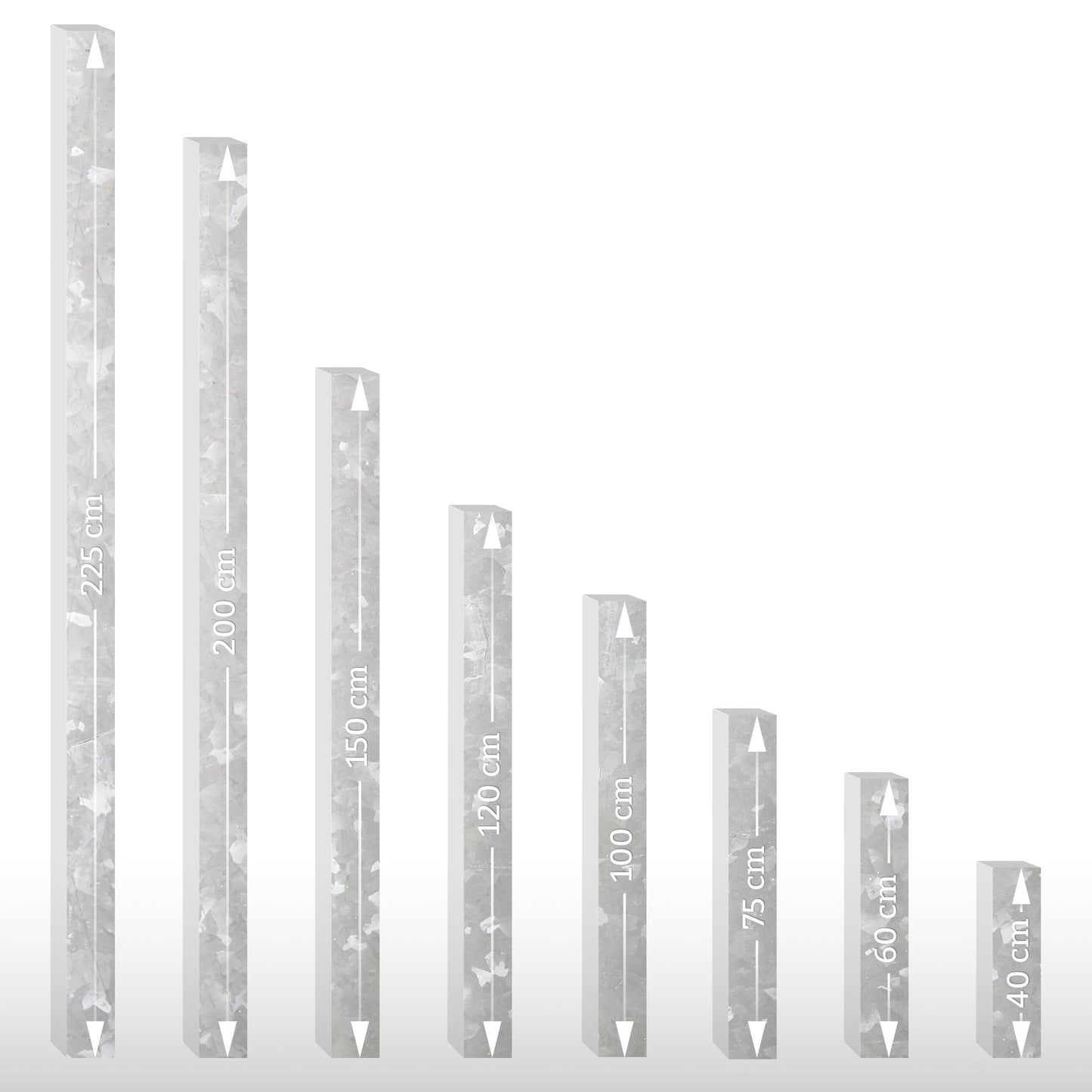 Post, 40 x 40 mm (for setting in concrete), Length: 220 cm