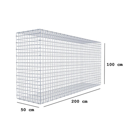 Gabbione 200 cm x 100 cm x 50 cm (L x H x P), maglia 5 x 5 cm, anello a spirale