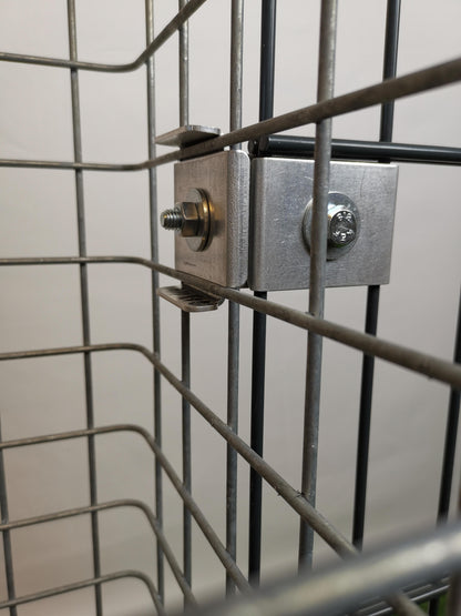 Agrafe avec support de clôture 5 x 5 cm pour treillis à double barre, aluminium