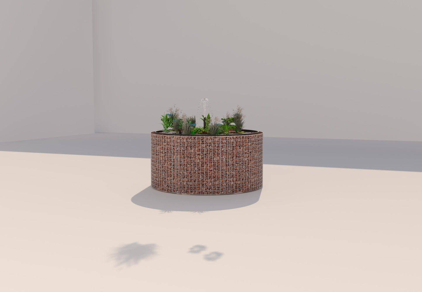 Laghetto rialzato in gabbioni, rotondo, diametro esterno 172 cm, altezza 80 cm, maglia 5 x 5 cm, spessore parete 15 cm