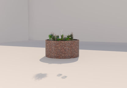 Laghetto rialzato in gabbioni, rotondo, diametro esterno 172 cm, altezza 80 cm, maglia 5 x 5 cm, spessore parete 15 cm