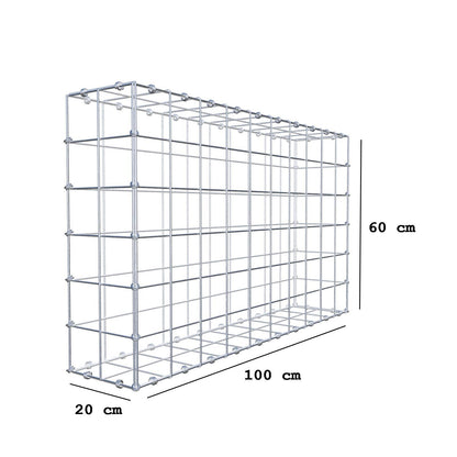 Gabion 100 cm x 60 cm x 20 cm (L x H x D), mesh size 10 x 10 cm, spiral ring