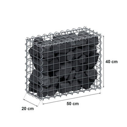 Gabion 50 cm x 40 cm x 20 cm (L x H x D), maskestørrelse 5 cm x 5 cm, spiral