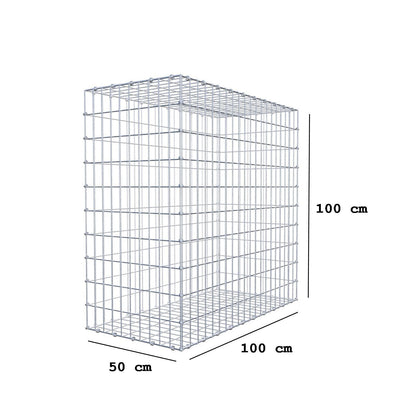 Gabione 100 cm x 100 cm x 50 cm (L x H x T), Maschenweite 5 x 10 cm, Spiralring