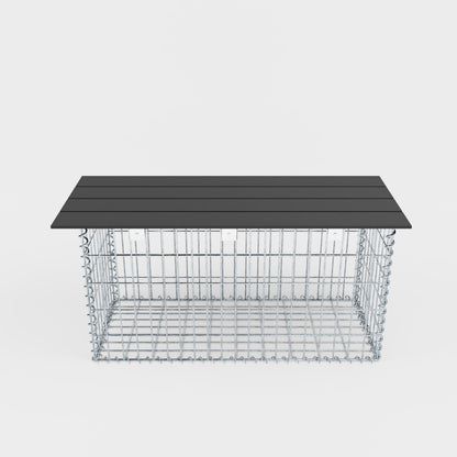 Gartenbank Spiralgabione 105 x 50 x 40 cm - MW 5 x 10 cm, mit Recyclingauflage in anthrazit