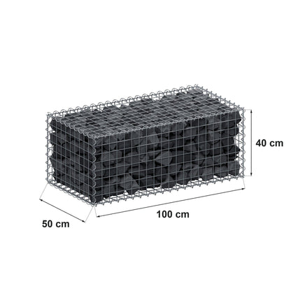 Gabbione 100 cm x 40 cm x 50 cm (L x H x P), maglia 5 cm x 5 cm, spirale