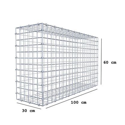 Gabbione 100 cm x 60 cm x 30 cm (L x H x P), maglia 5 x 5 cm, anello a spirale