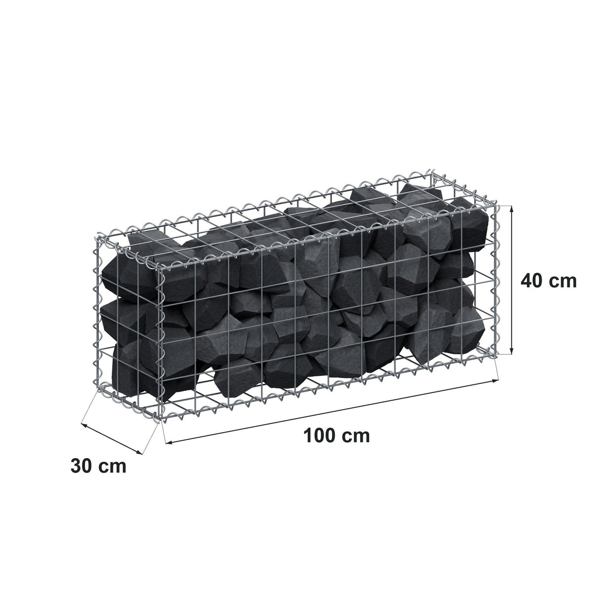 Gabbione 100 cm x 40 cm x 30 cm (L x H x P), maglia 10 cm x 10 cm, spirale