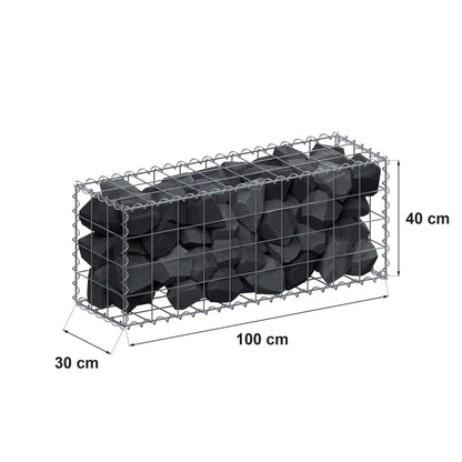 Gabbione 100 cm x 40 cm x 30 cm (L x H x P), maglia 10 cm x 10 cm, spirale
