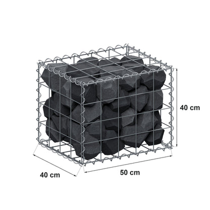 Gabion 50 cm x 40 cm x 40 cm (L x H x P), mailles 10 cm x 10 cm, spirale