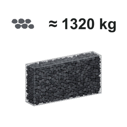 Gabione 200 cm x 100 cm x 40 cm (L x H x T), Maschenweite 5 cm x 5 cm, Spirale