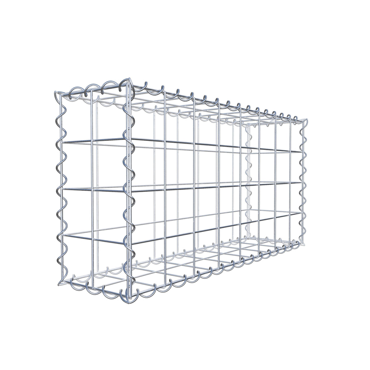 Schanskorf 80 cm x 40 cm x 20 cm (L x H x D), maaswijdte 10 cm x 10 cm, spiraalvormig