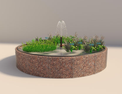 Gabion raised pond round, outer diameter 472 cm, height 80 cm, mesh size 5 x 5 cm, wall thickness 15 cm