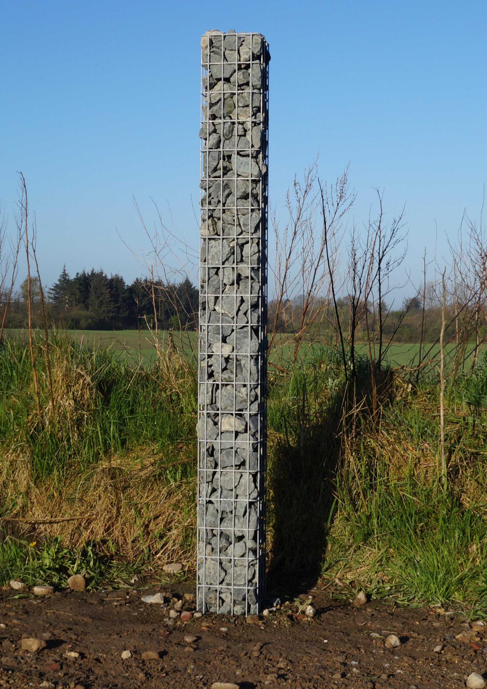 Gabion column, square, hot-dip galvanized, 22 cm x 22 cm, 200 cm height, MW 5 cm x 10 cm