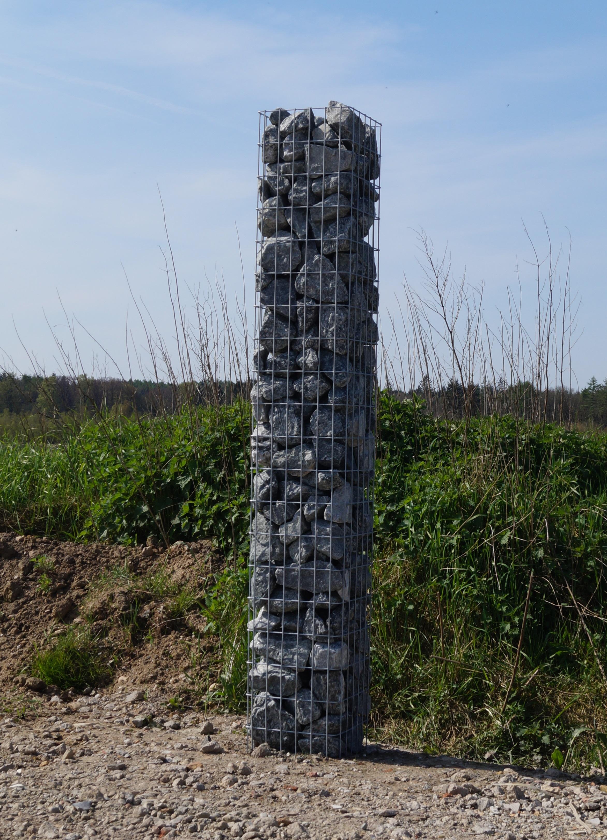 Gabion column, square, hot-dip galvanized, 32 cm x 32 cm, 200 cm height, MW 5 x 10 cm