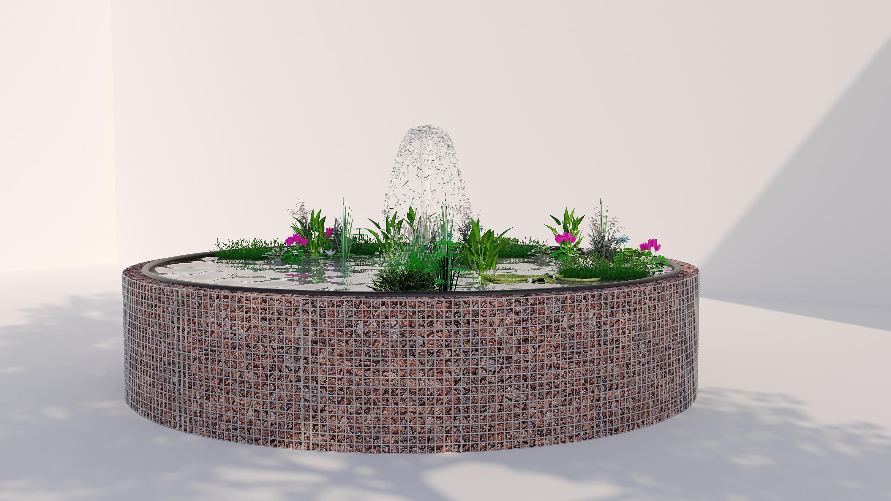 Gabion raised pond, round, outer diameter 202 cm, height 80 cm, mesh size 5 x 5 cm, wall thickness 15 cm
