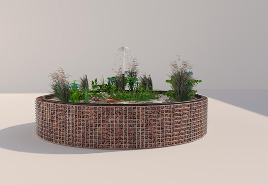 Gabion bassin surélevé rond, diamètre extérieur 262 cm, hauteur 50 cm, mailles 5 x 5 cm, épaisseur de paroi 15 cm