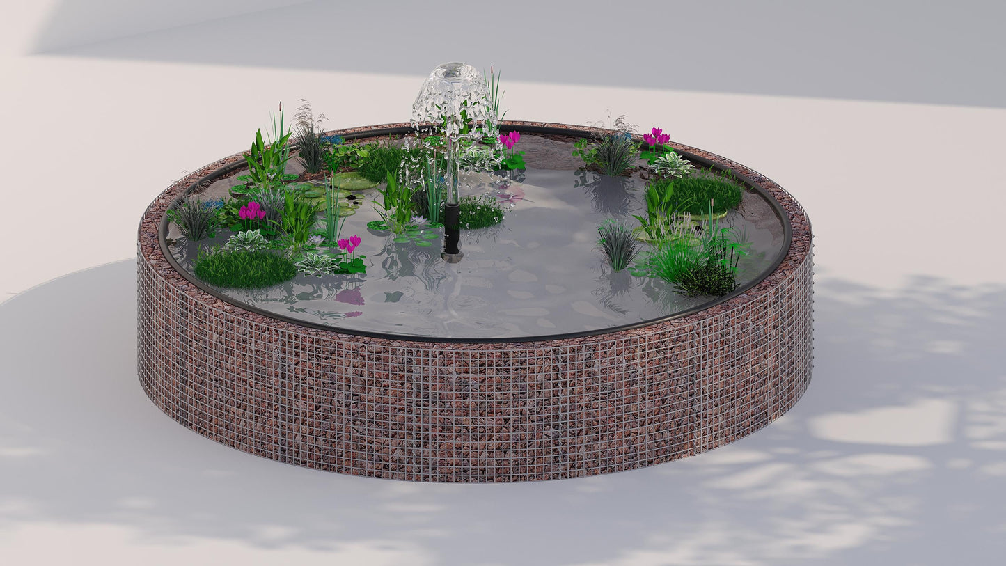Gabionen Hochteich rund, Außendurchmesser 202 cm, Höhe 80 cm, Maschenweite 5 x 5 cm, Wandstärke 15 cm