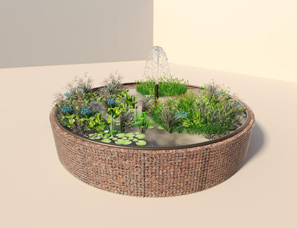 Gabionen Hochteich rund, Außendurchmesser 502 cm, Höhe 80 cm, Maschenweite 5 x 5 cm, Wandstärke 15 cm