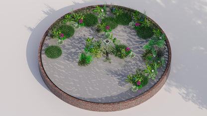 Gabionen Hochteich rund, Außendurchmesser 292 cm, Höhe 50 cm, Maschenweite 5 x 5 cm, Wandstärke 15 cm