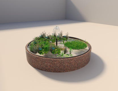 Gabion upphöjd damm rund, ytterdiameter 472 cm, höjd 80 cm, maskstorlek 5 x 5 cm, väggtjocklek 15 cm